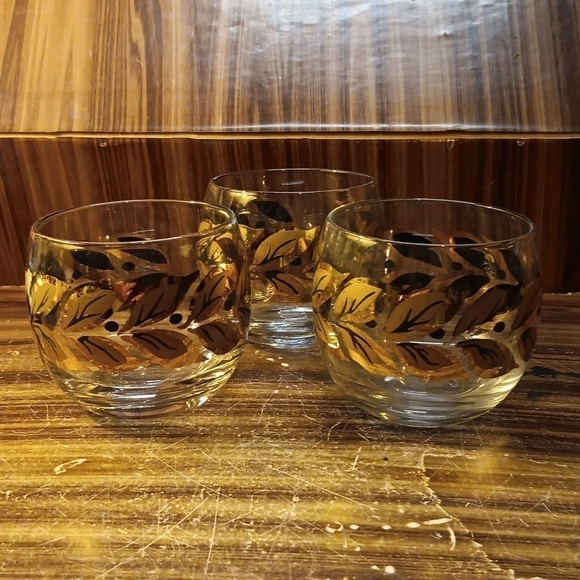 Vintage Federal gold leaf rolyvpoly glasses barware - Picture 1 of 4